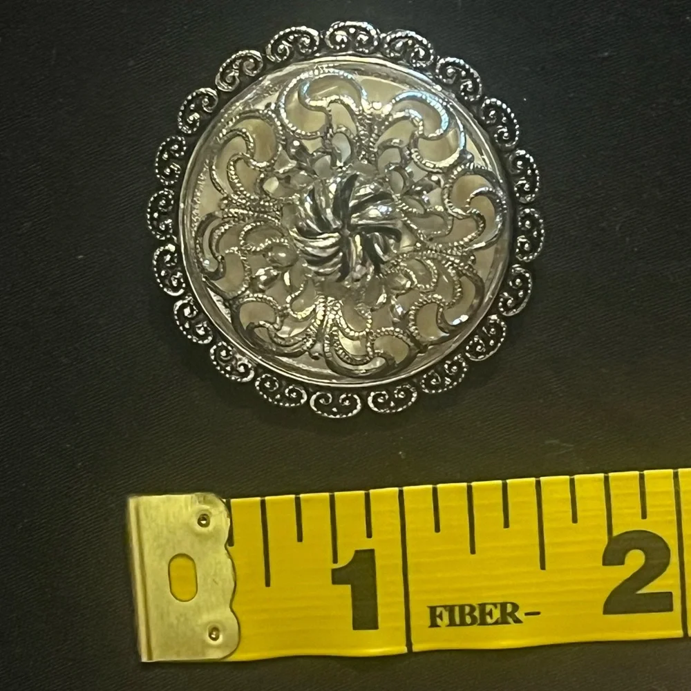 Vintage Silver Tone Filigree Scarf Clip Marked West Germany